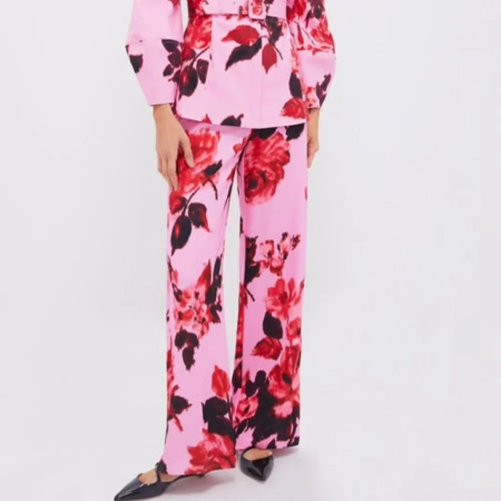 Tuckernuck Falling Roses wide leg pant women XXL pink floral trouse Cottagecorer